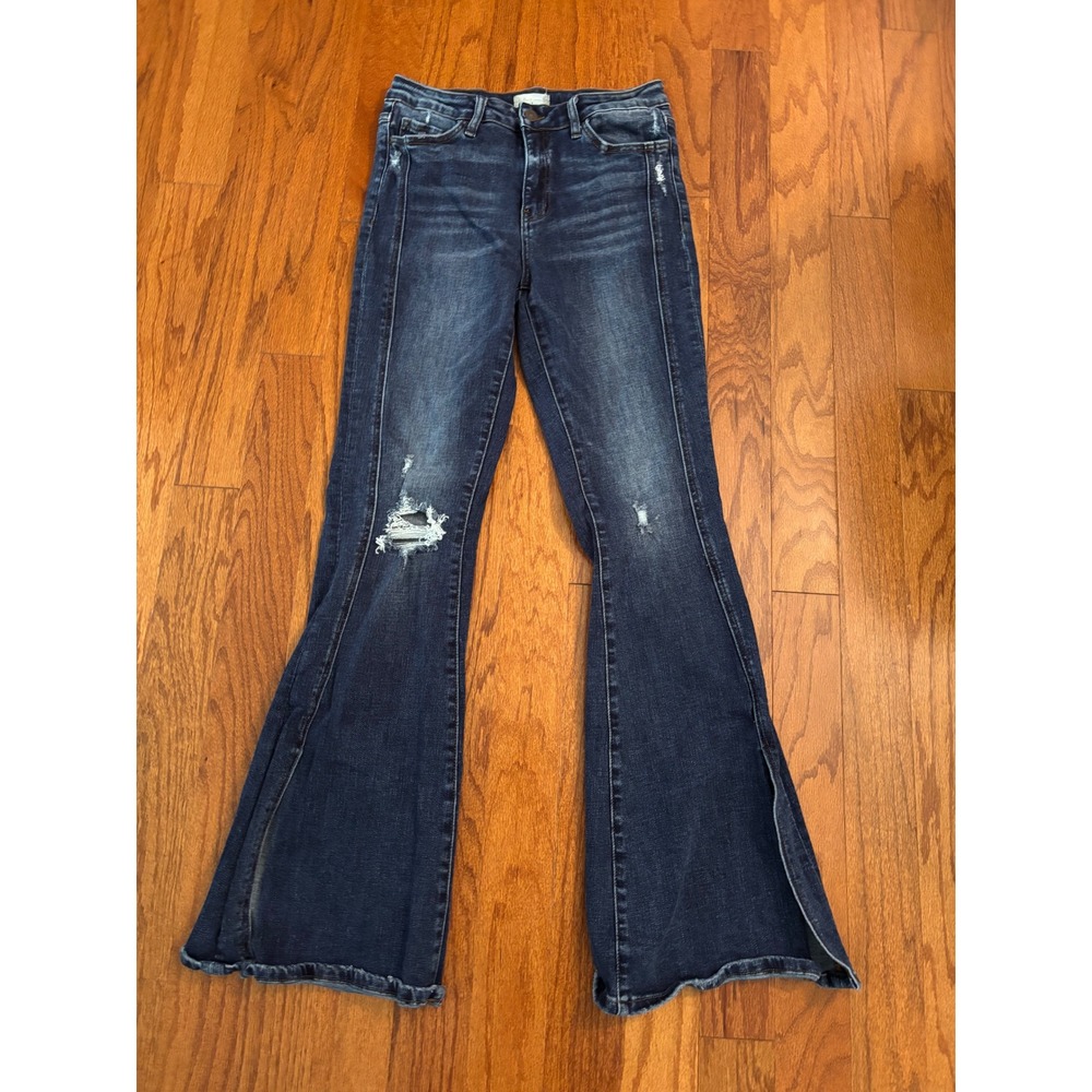 Altar'd State Slit Flair Distressed Jeans 33" Inseam Size 28